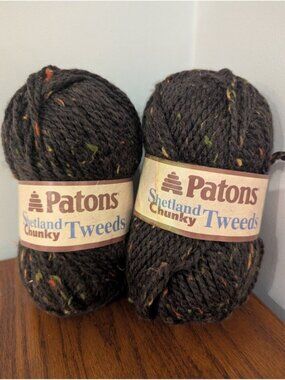 Vintage Patons Yarn Shetland Tweeds Chunky Yarn - Earthy Brown with Flecks 2x85g